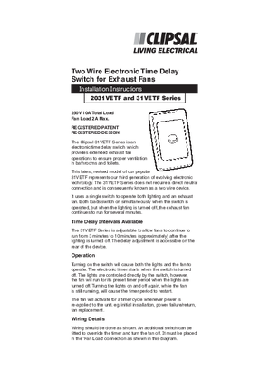 Installation Instructions - 2031VETF & 31VETF, F352/4