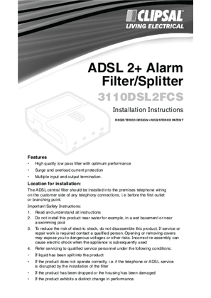 Installation Instructions - 3110DSL2FCS Splitter, 16007