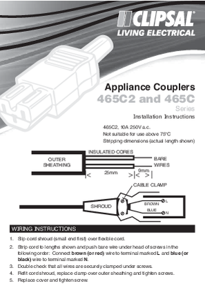 Installation Instructions - F1210/03 - 465C2 & 465C Series Appliance Couplers, 17744