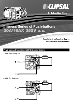 Installation Instructions - F2043/02 - Impress Series of Push Buttons 20A/16AX 250V a.c.,18169