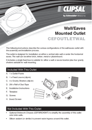 Installation Instructions - F1970/01 - CEFOUTLETWAL Wall/Eaves Mounted Outlet, 20716