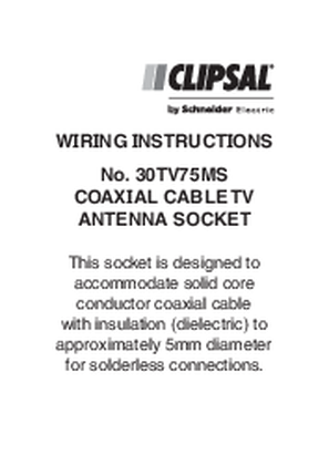 Installation Instructions - F219/03 - 30TV75MS Coaxial Cable TV Antenna Socket, 21079
