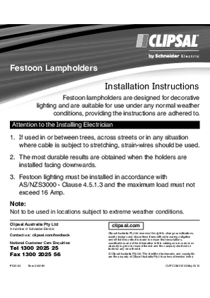 Installation Instructions - F033/04 - Festoon Lampholders, 21203