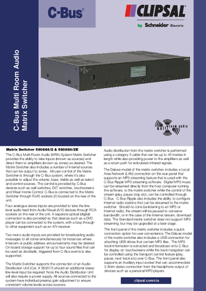 Product Data Sheet - C-Bus Multi Room Audio Matrix Switcher, 120510
