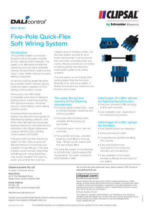 Technical Datasheet - DALI Five-Pole Quick-Flex Soft Wiring System, 20126