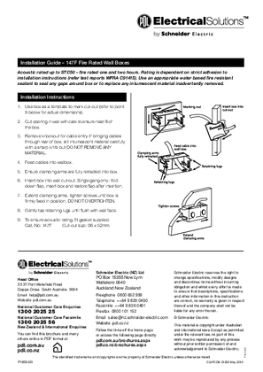 Installation Instructions - F1855/03 - 147F Fire Rated Wall Boxes, 21205