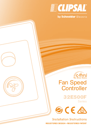 Installation Instructions - F1779/05 - 32E500F Series c-thru Fan Speed Controller, 21178