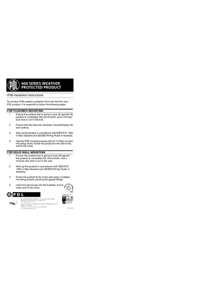 Installation Instructions - IP56 600 Series Weather Protected Product, 412700