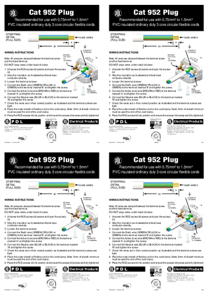 Installation Instructions - PDL 952 Plug