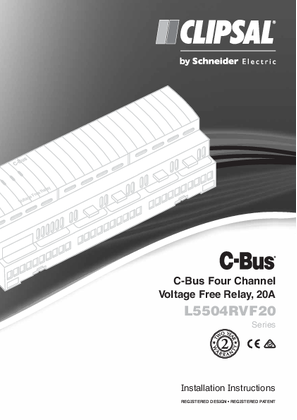 Installation Instructions - F1877/02 - L5504RVF20 Series C-Bus Four Channel Voltage Free Relay, 20A, 21350