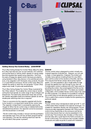 Product Data Sheet - L5501RFCP C-Bus Ceiling Sweep Fan Control Relay
