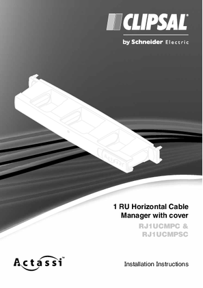 Installation Instructions - F2018/01, RJ1UCMPC, RJ1UCMPSC, 1 RU Horizontal Cable Manager with cover - 22558