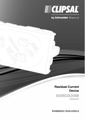 Installation Instructions - F2327/01 - 80RCD30M (30mA) Residual Current Device, 23484
