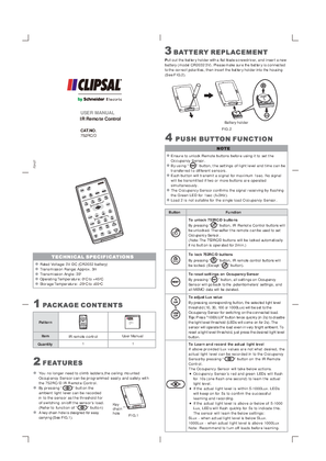 Operating Instructions - F2427 - 752RC/D IR Remote Control User Manual, 3.28.0205400100300