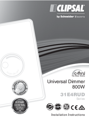 Installation Instructions - F2290/04 - 31E4RUD Series c-thru Universal Dimmer 800W, 26766