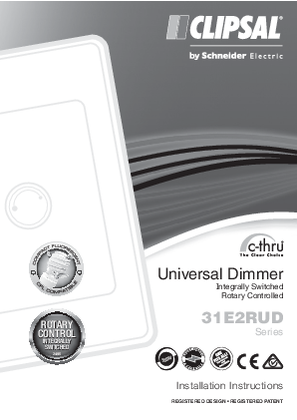 Installation Instructions - F2253/06 - 31E2RUD Series c-thru Universal Dimmer, Integrally Switched, Rotary Controlled, 26765