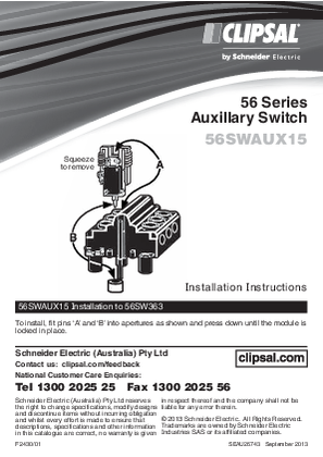 Installation Instructions - F2430/01 56SWAUX15 56 Series Auxillary Switch, 26743