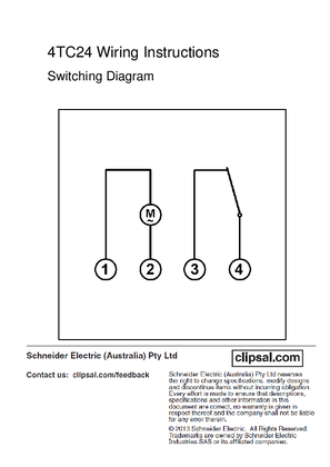 Installation Instructions - 4TC24 Wiring Instructions, Switching Diagram