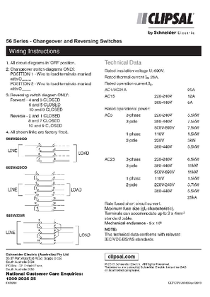 Installation Instructions - F481/04 - 56 Series Changeover and Reversing Switches, 26163