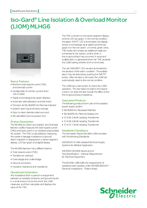 Product Data Sheet - MLHG6 Iso-Gard Line Isolation and Overload Monitor (LIOM), 114753