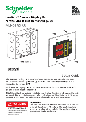 Installation Instructions - F2397/01 - MLHG6RD-AU Iso-Gard Remote Display Unit for the Line Isolation Monitor (LIM)