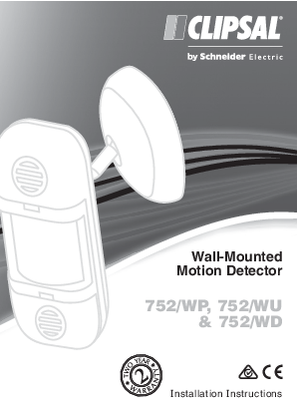 Installation Instructions - F2295/02 - 752/WP, 752/WU and 752/WD Wall-Mounted Motion Detector, 115462