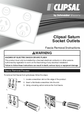 Installation Instructions - F2461/01 - Clipsal Saturn Socket Outlets Fascia Removal Instructions, 118261