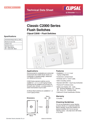 Product Data Sheet - Classic C2000 Series Flush Switches, 123603