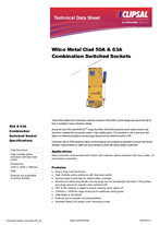 Product Data Sheet - Wilco Metal Clad 50A and 63A Combination Switched Sockets, 115317