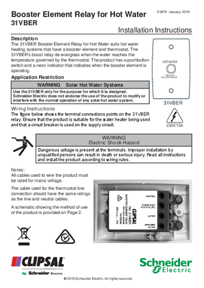 Installation Instructions - F2476 - 31VBER Booster Element Relay for Hot Water