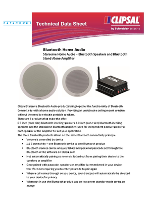 Product Data Sheet - Bluetooth Home Audio, Starserve Home Audio - Bluetooth Speakers and Bluetooth Stand Alone Amplifier