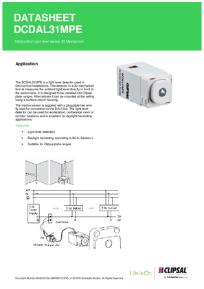 Product Data Sheet - DCDAL31MPE DALIcontrol Light level sensor 30-Mechanism, 27112015_v1