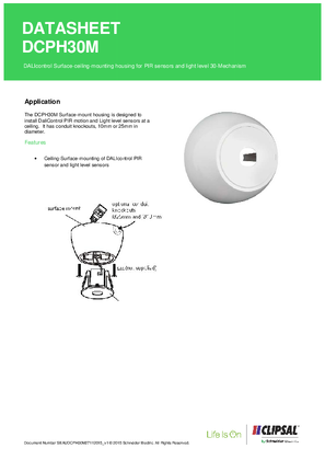 Product Data Sheet - DCPH30M DALIcontrol Surface-ceiling-mounting housing for PIR sensors and light level 30-Mechanism, 27112015_v1