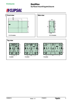 Product Data Sheet - Resi MAX DB Surface Mounting Enclosure, CA906001E