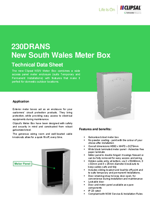 Product Data Sheet - 230DRANS New South Wales Meter Box