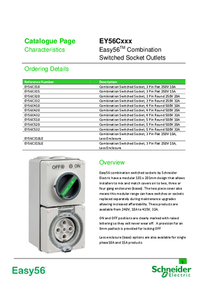 Product Data Sheet - Easy56 - EY56C Combination Switched Socket Outlets
