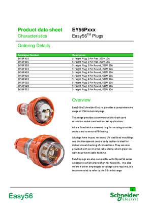 Product Data Sheet - Easy56 - EY56P Plugs