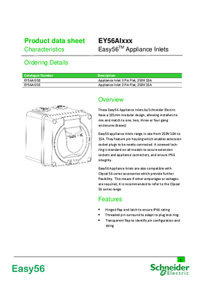 Product Data Sheet - Easy56 - EY56AI Appliance Inlets