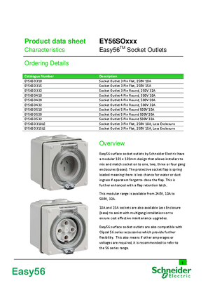 Product Data Sheet - Easy56 - EY56SO Socket Outlets