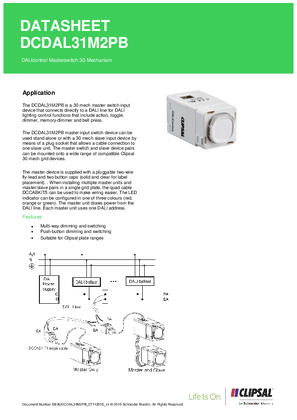 Product Data Sheet - DCDAL31M2PB DALIcontrol Masterswitch 30-Mechanism, 27112015_v1