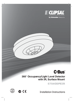 Instruction sheet for 5754ODPEIR 360deg Occupancy/Light Level Detector with IR