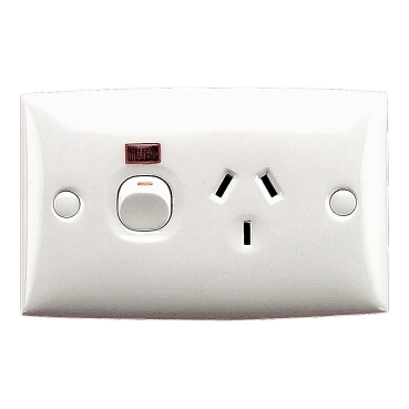 Standard Series, Single Switch Socket Outlet, 250V, 10A, Standard Size, Indicator