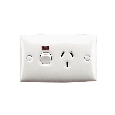 Single Switched Socket Double Pole 10A Neon