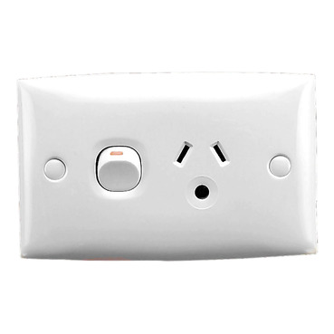 Single Switch Socket Outlet 250V 10A Standard Size, Round Earth PIN For Lighting