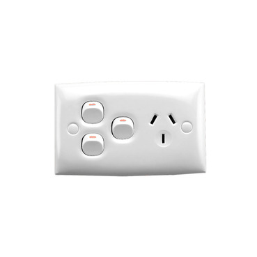 Single Switch Socket Outlet, 250V, 10A, Standard Size, 2 Removable Extra Switch