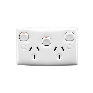 Standard Series, Twin Switch Socket Outlet, 250V, 10A, Standard Size, Removable Extra Switch