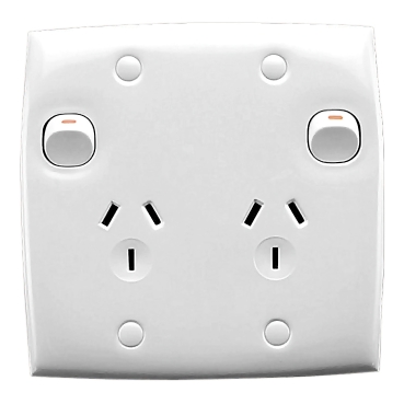 Standard Series, Twin Switch Socket Outlet, 250V, 10A, Large Size, Vertical, Two Piece Base