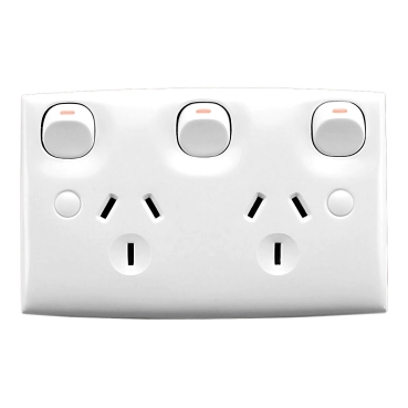 Standard Series, Twin Switch Socket Outlet, 250V 10A Standard Size, 2 Pole, Removable Extra Switch