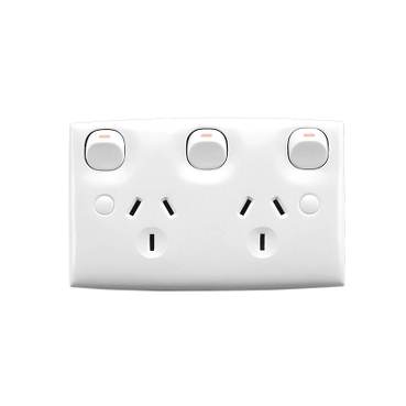 Twin Switch Socket Outlet 250V 10A Standard Size, 2 Pole, Removable Extra Switch