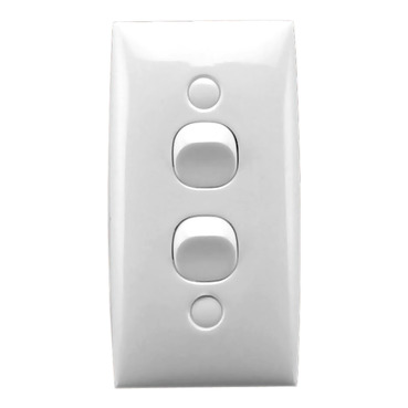Standard Series, Flush Switch, 2 Gang, 250VAC, 10A, Intermediate Architrave, Vertical